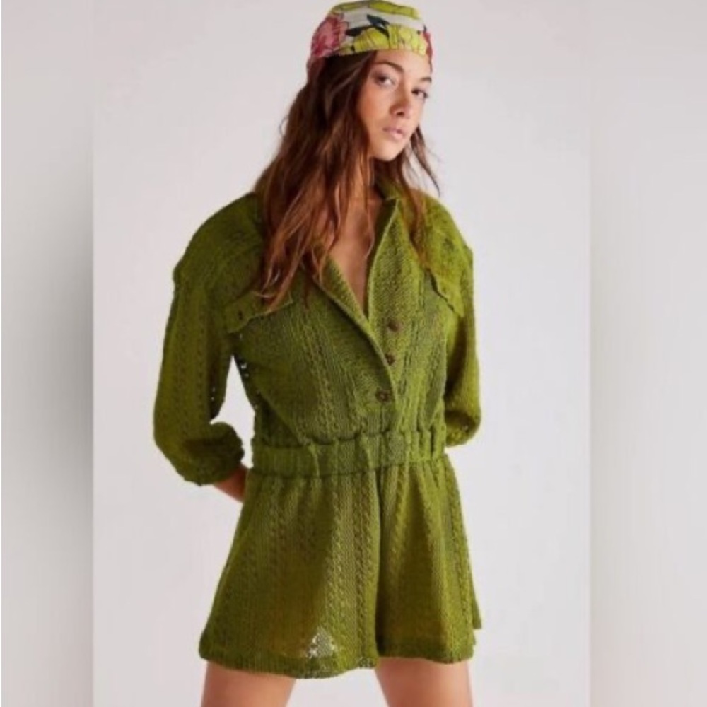 Free People Green Knit Romper